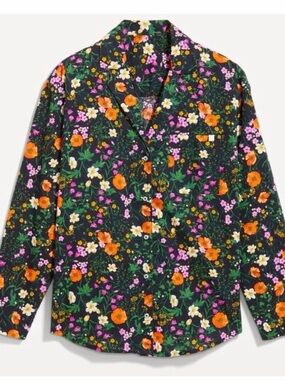 Old Navy Dark Floral Cotton Button Down Shirt Size 2X